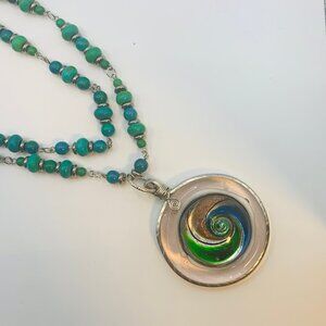 One-of-a-Kind Handmade Magnesite & Resin Charm Necklace & Earring Set